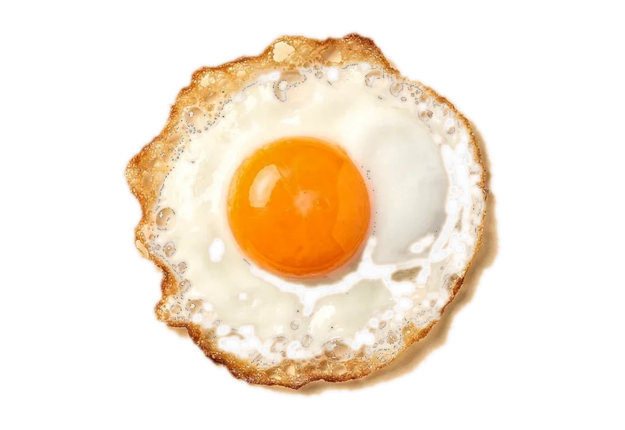 A fried egg with a soft yolk.