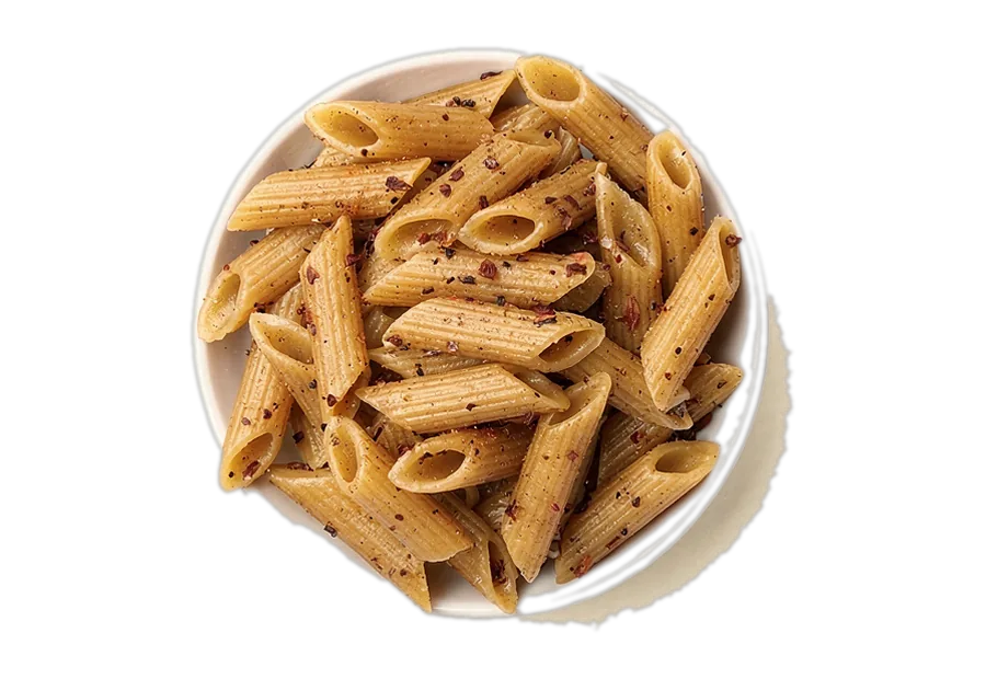 A bowl of pasta.